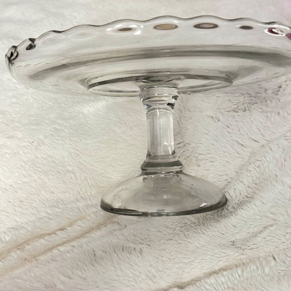 Clear Glass Scalloped Edge Pedestal Cake Stand